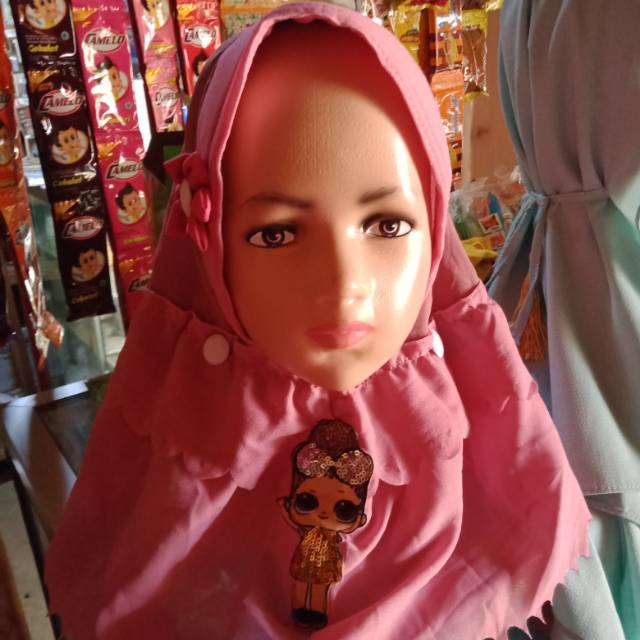 Jilbab anak led 3-7 tahun 2 rempel susun