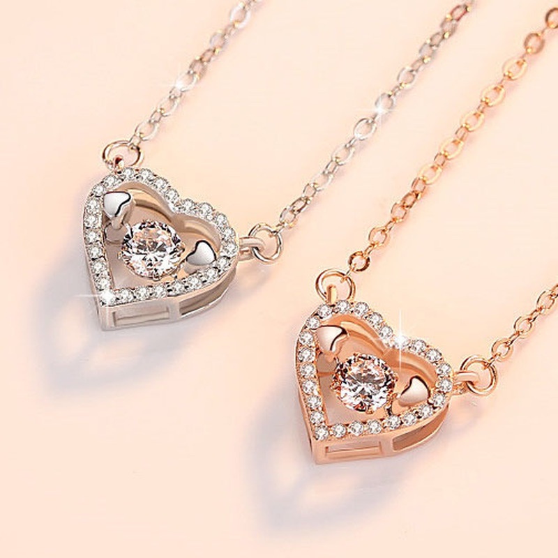 [Ready Stock]Fashion Personality Love Diamond Pendant Necklace