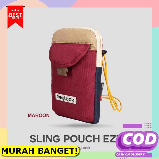 Tas Selempang Motif Terbaru Original Distro Bandung Neck Bag Pouch Ezzy Maroon Sling Wallet Dompet K