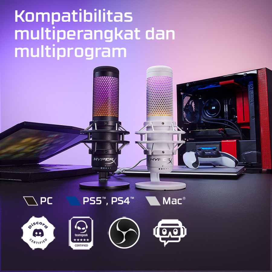 HyperX Quadcast S RGB USB Condenser Gaming Microphone Garansi Resmi