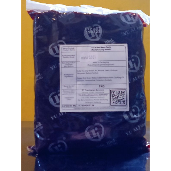 

Yu-Ai Pasta / Isian Roti / Pandan ( Kacang Hijau ) & Red Bean ( Kacang Merah ) - 1kg