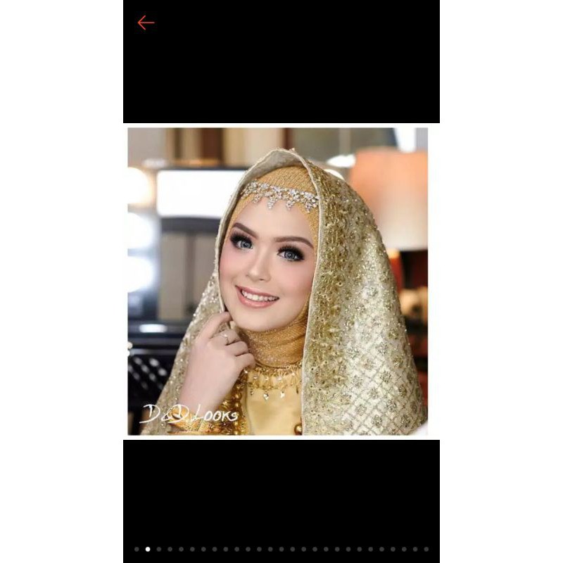 PASHMINA RAJUT GLITTER / TILE PESTA / PASHMINA RAJUT / PASHMINA / HIJAB RIAS PENGANTIN-GOLD