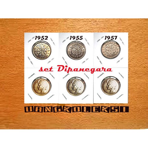 uang kuno 50 sen Dipanegara/Diponegoro, set tahun 1952,1955,1957 uang koin jadul/asli/lama