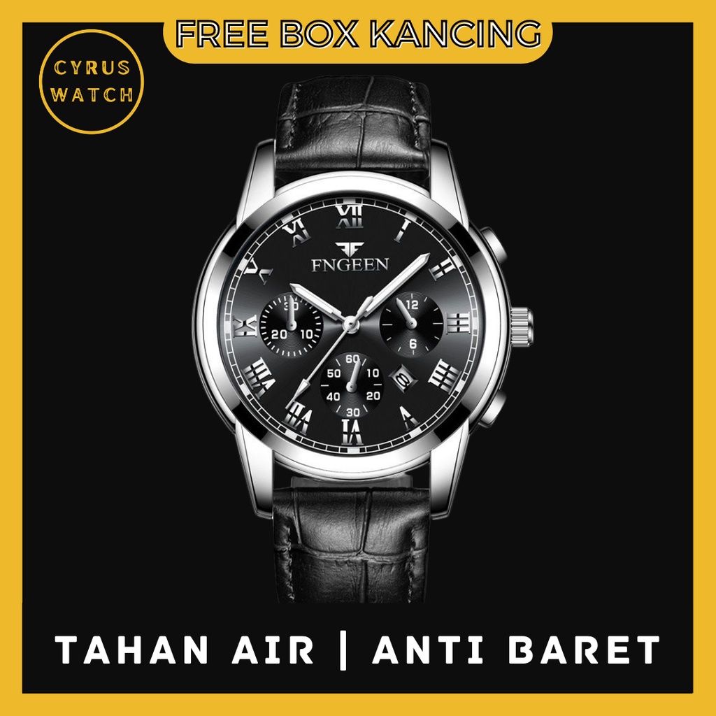 FG001 COD - Jam Tangan Kulit Pria keren / Jam tangan santai pria jam tangan kulit fg
