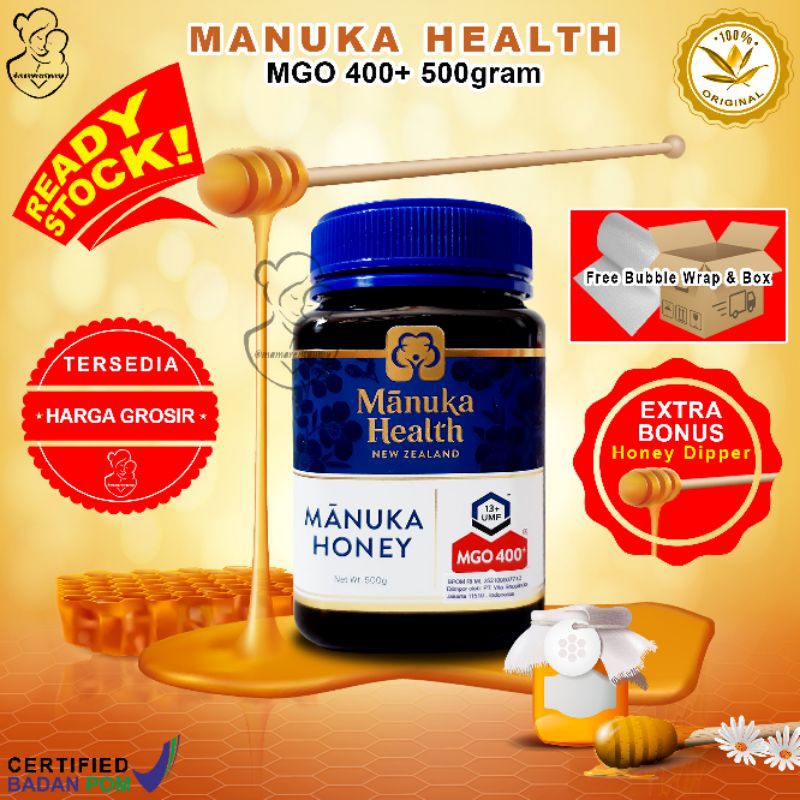 BPOM Manuka health MGO 400+ 500 gram mgo400 400 500gr 500gram madu honey terapi penyembuhan