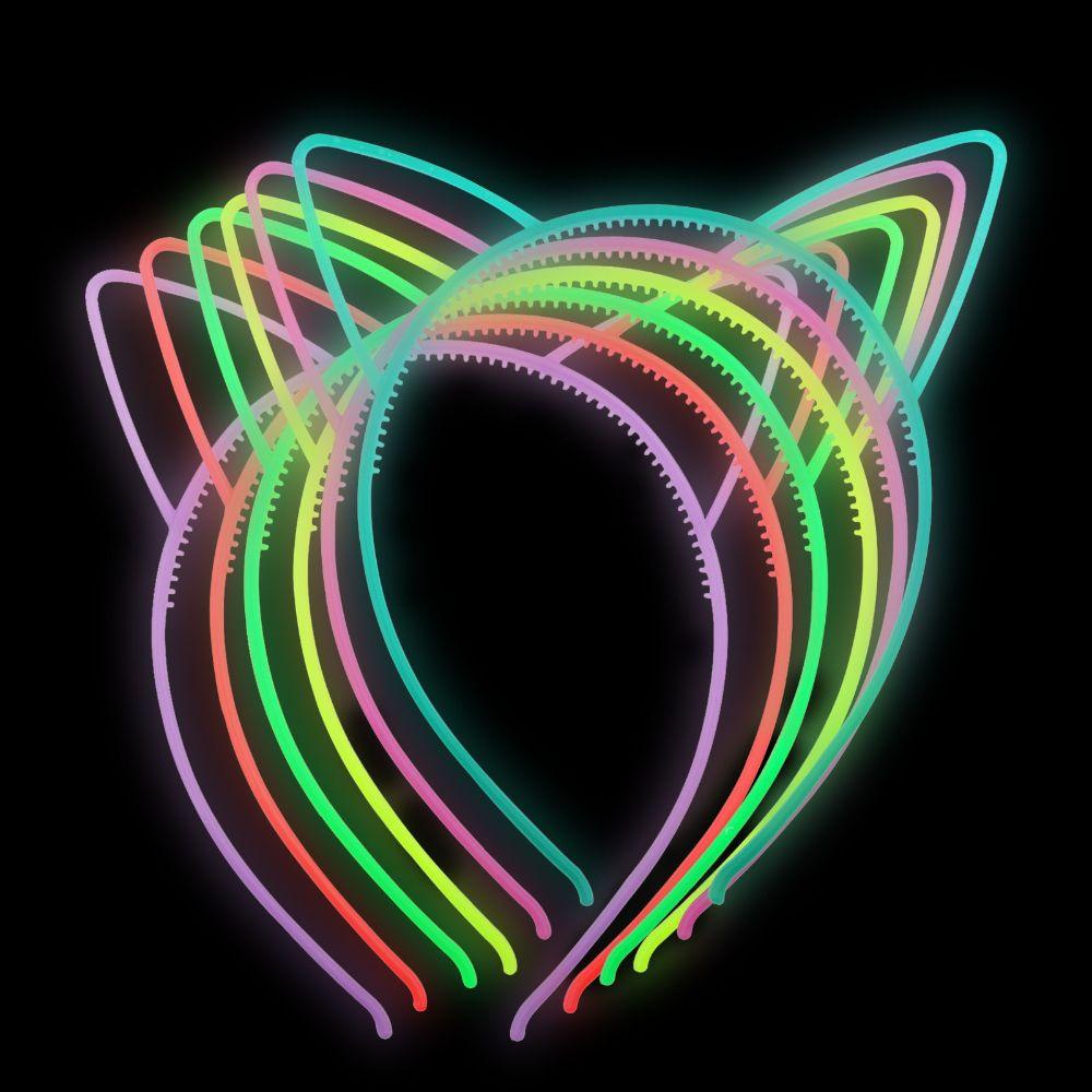 Needway   Luminous Headband Girl Glow In Dark Telinga Kucing Happy Birthday Wanita Hiasan Kepala