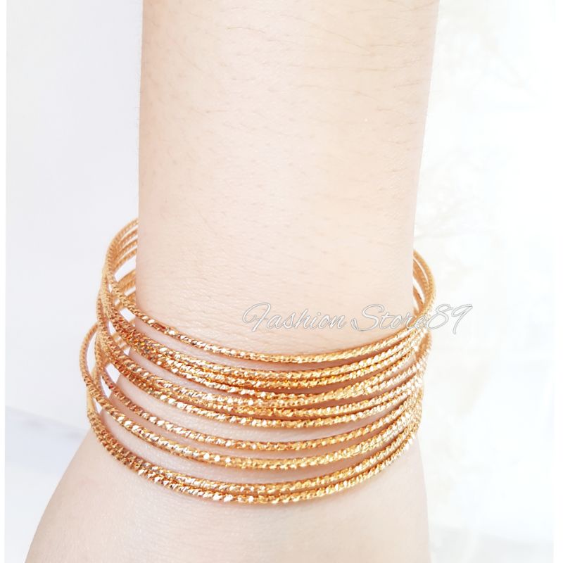 Gelang set-12 keroncong (perhiasan lapis emas 18k) Gelang keroncong isi 12pcs set 7 dan set 3