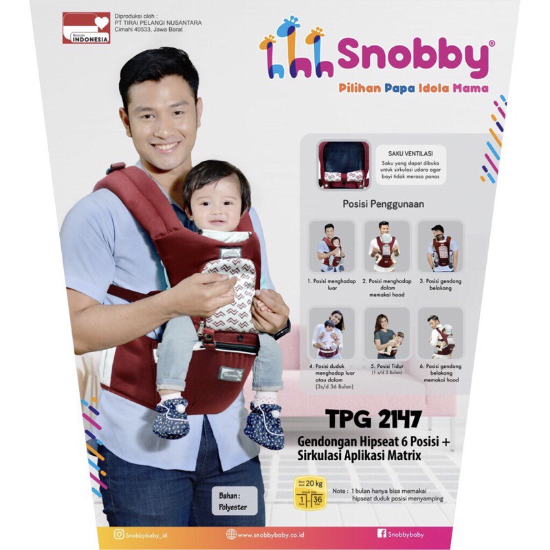 Gendongan Bayi Duduk / Hipseat + Saku Aplikasi Snobby TPG 2147 (Biru Dongker) GENDONGAN DEPAN