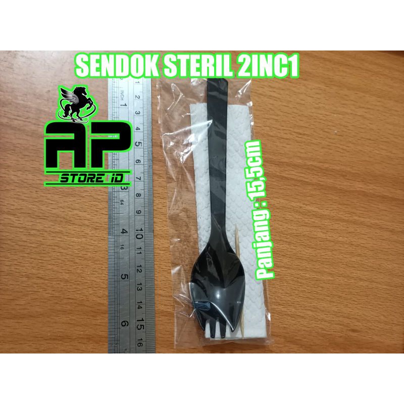 Sendok Steril 2inc1 / Sendok Garpu Bungkus Plastik