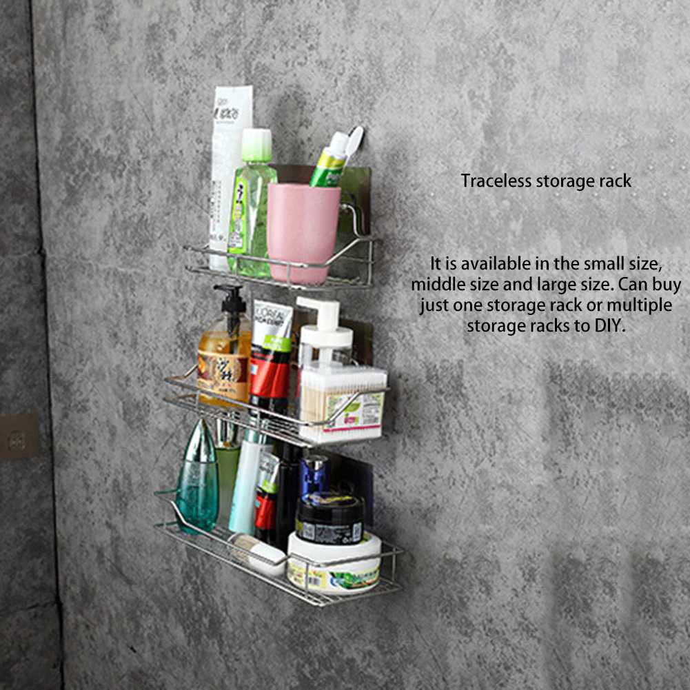 Rak Gantung Kamar Mandi Bathroom Organizer Rack Stainless Steel Perlengkapan Mandi Sabun Shampo Desain Elegan Berkualitas