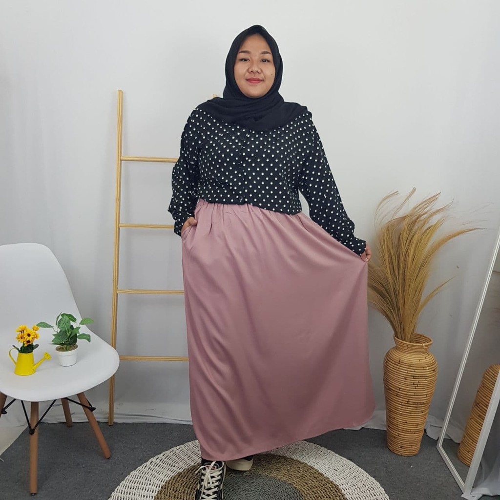 ROK SUPER JUMBO MOSCREPE BIGSIZE - LP 150 CM -  BB 100 KG KEATAS - BISA COD - BUMIL - BAHAN NYAMAN