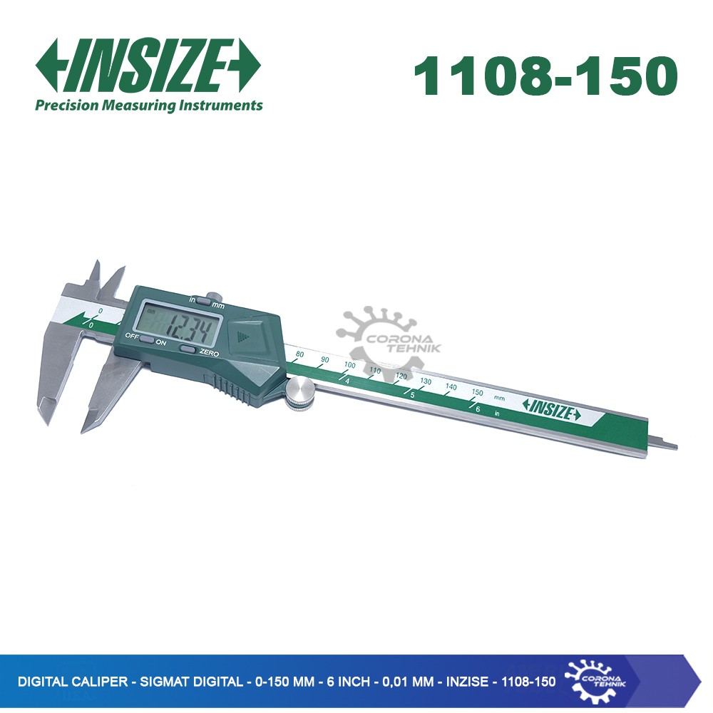 Insize - 1108-150 - Digital Caliper - 0-150 mm - 6 Inch - 0,01 mm