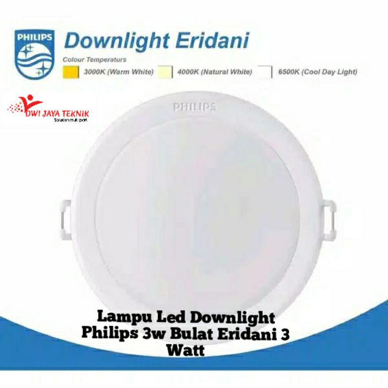 Lampu Led Downlight Philips 3w Bulat Eridani 3 Watt