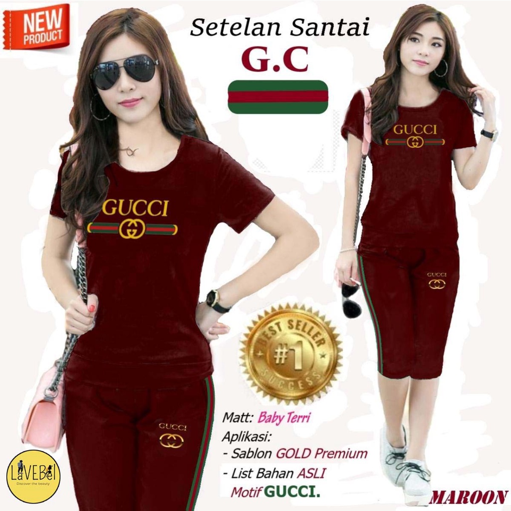 LVB - (GRATIS ONGKIR &amp; COD) Setelan Santai Wanita GISEL /uk. L - XL/Setelan Viral 2021/Pakaian Baju &amp; Celana Olahraga Senam Wanita Melar Adem/HOT PROMO SETELAN SANTAI TREND CICI CELANA PANTS/set wanita termurah/Set Olahraga Wanita Kasual/GUCCI/ LAVEBEL