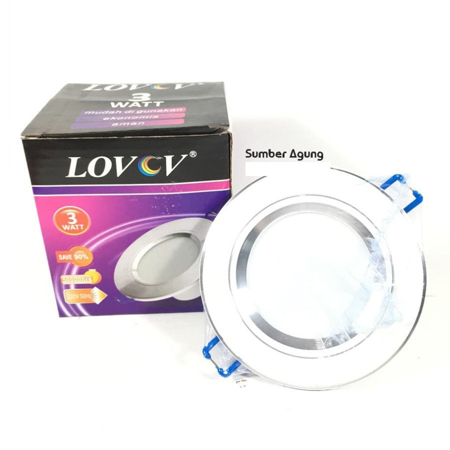 Panel LED 3W Merk Lovov Cahaya Putih 3inch Downlight Otomatis Nyala