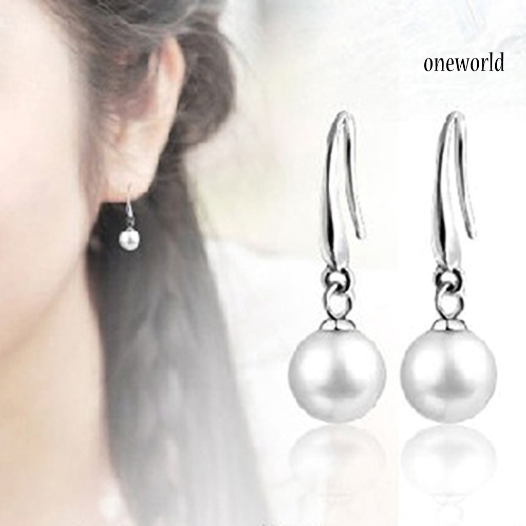 OW@ Dangle Earring Elegant Exquisite Ornament Simple Faux Pearl Eardrop for Daily Life