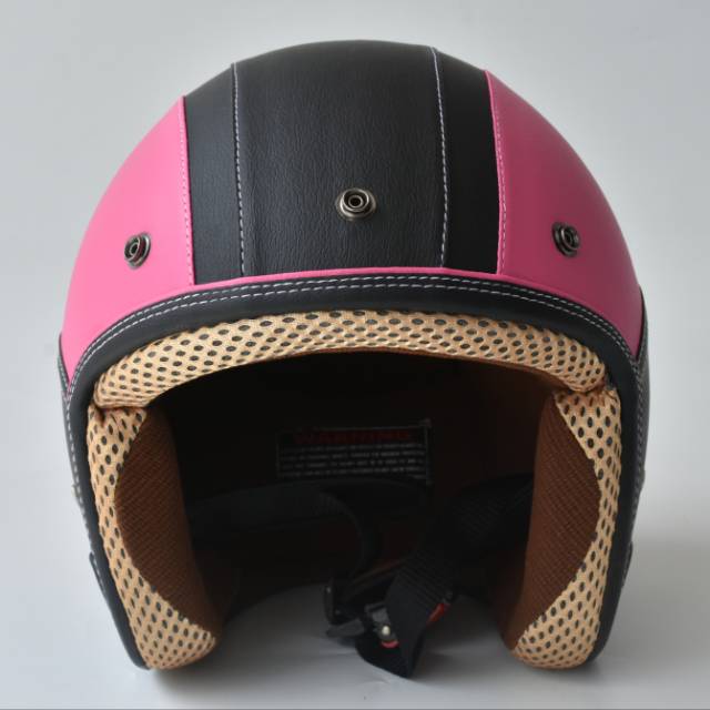 HELM BOGO RETRO KULIT DEWASA KACA INJAK DATAR