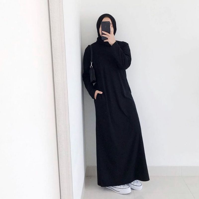 Inner Dress Lengan Panjang Sleeveless Bahan Jersey