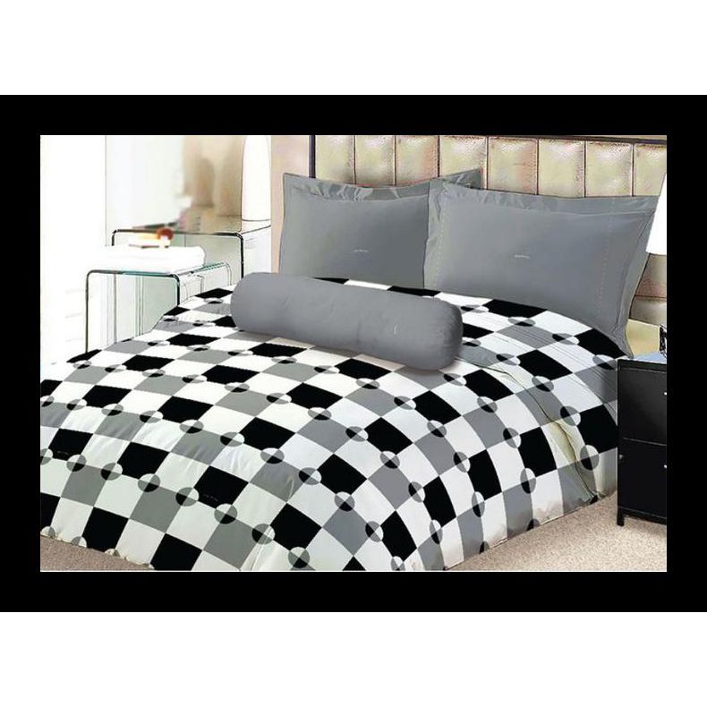 Terbaru Sprei Lady Rose Matrix No.1 King 180 Seprai Catur Hitam Putih Abu Abu Terpercaya