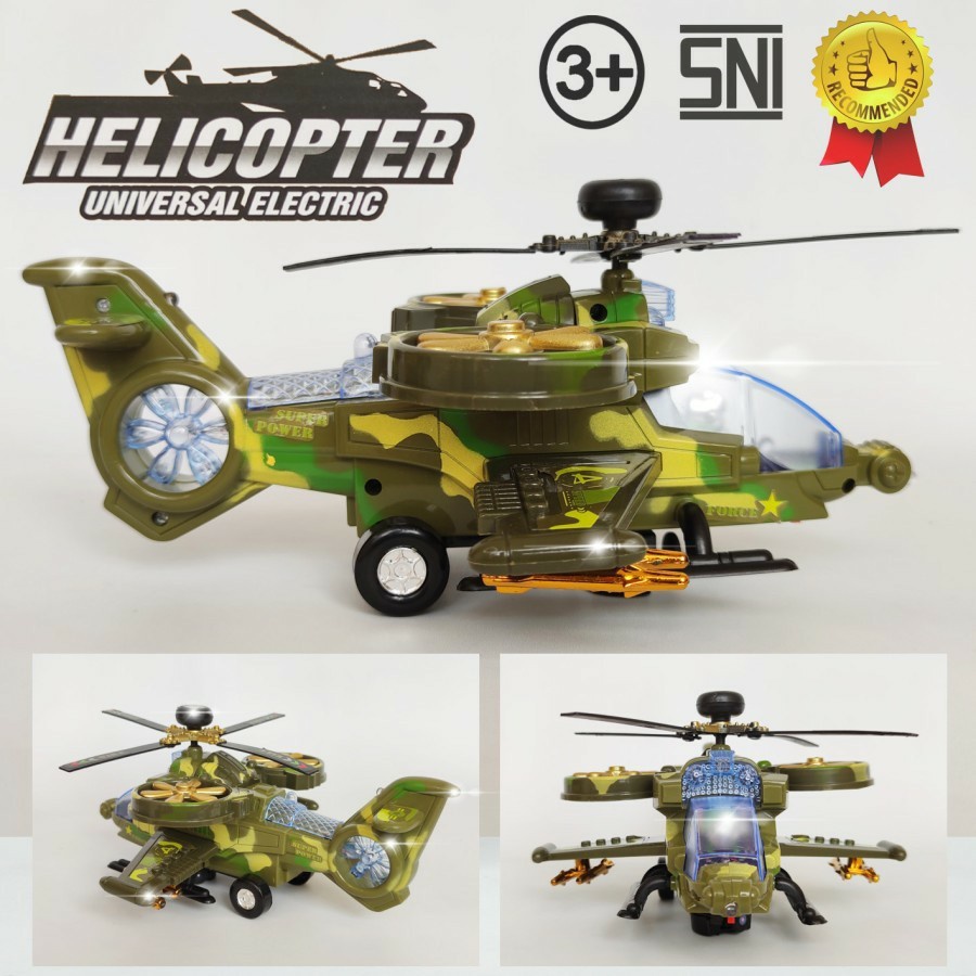 MAINAN HELIKOPTER ARMY PESAWAT TEMPUR BALING BALING PUTAR