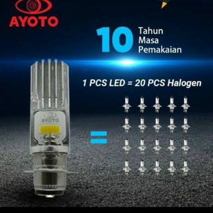 BOHLAM LAMPU LED DEPAN AYOTO M2A AC DC HI LO BEBEK MATIC