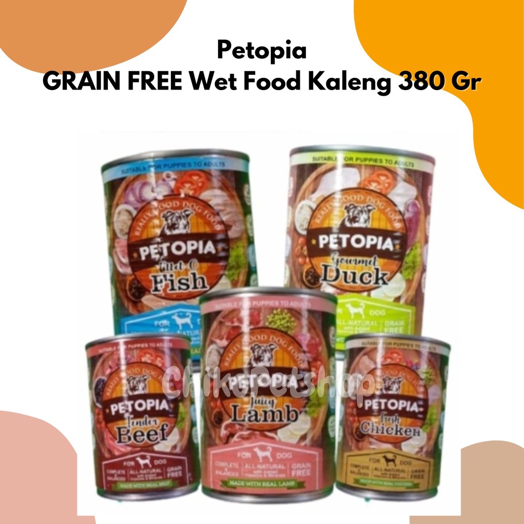 Makanan Anjing Kaleng Basah Petopia GRAIN FREE Wet Food Kaleng 380 Gr