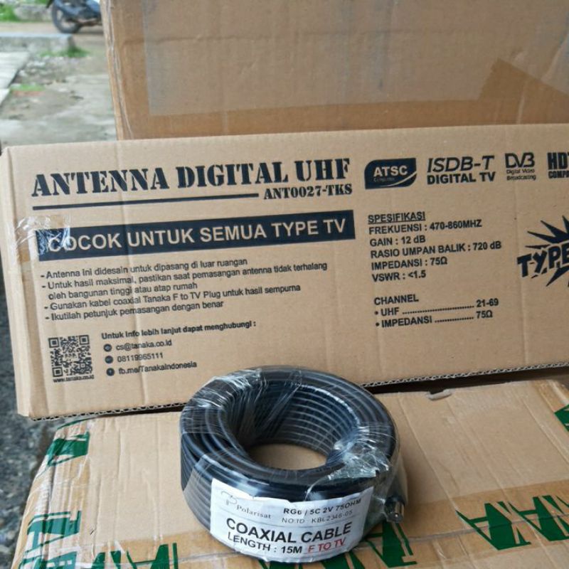 ANTENA TV DIGITAL UNTUK STB T2 TV SET TOP BOX CABEL COAXIAL TV TANAKA U-27