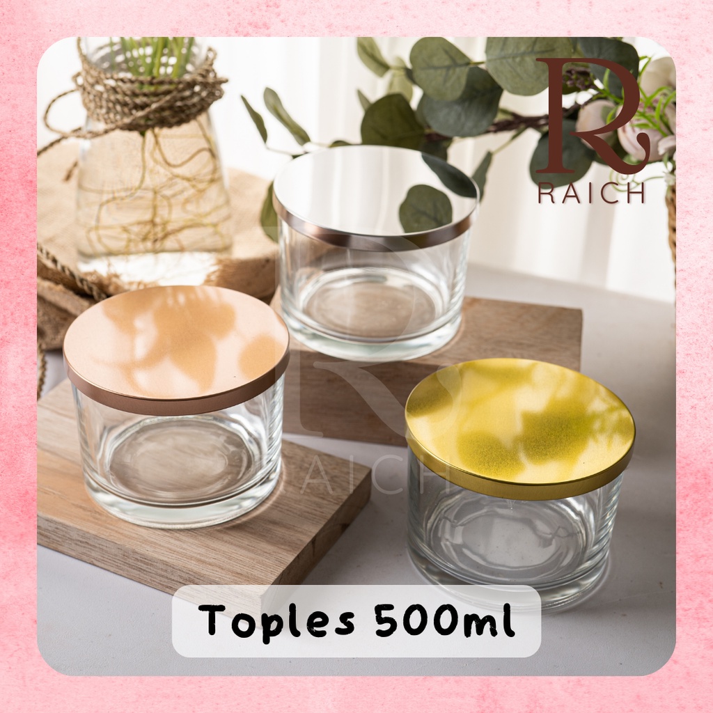 Toples 500 ml Gold Rose Silver Candle Jar Container Kontainer Lilin Kue Permen Candle