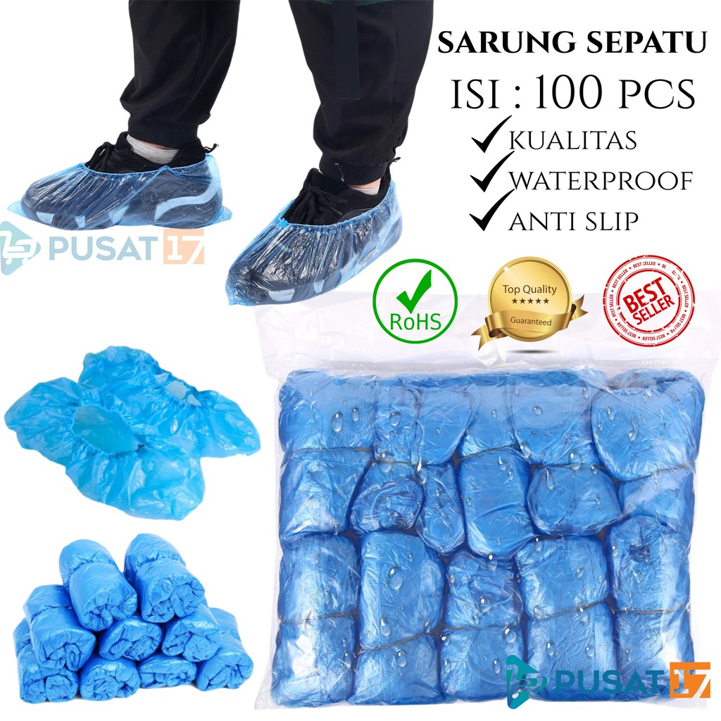 ISI 100PCS SARUNG SEPATU  PLASTIK  JAS HUJAN SEPATU  