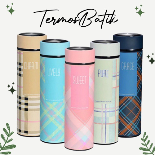 Termos Motif Batik Kotak 500 ML Termos Panas Dingin Vacuum Flask