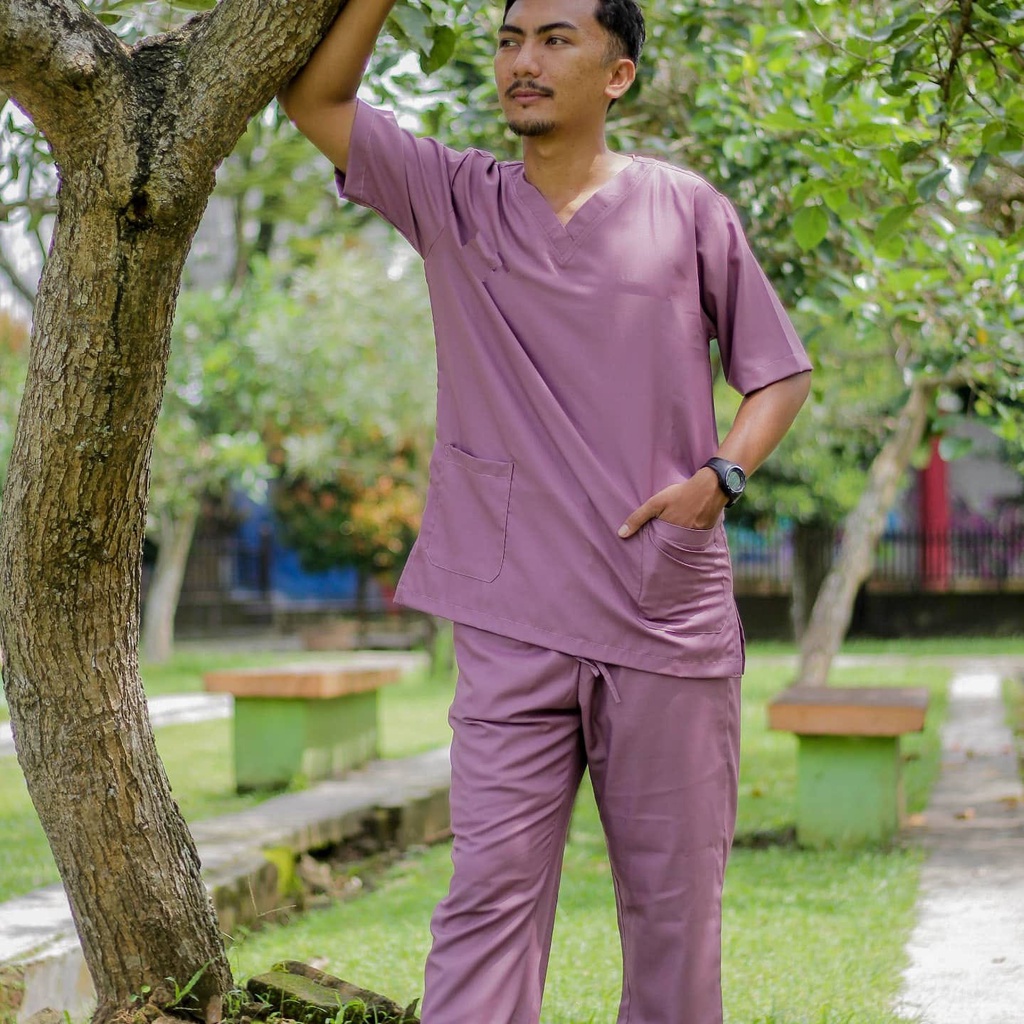 Baju oka lengan pendek atau pakaian jaga perawat dan dokter bahan toyobo premium kwalitas terbaik gratis bordir nama JUMBO XXL