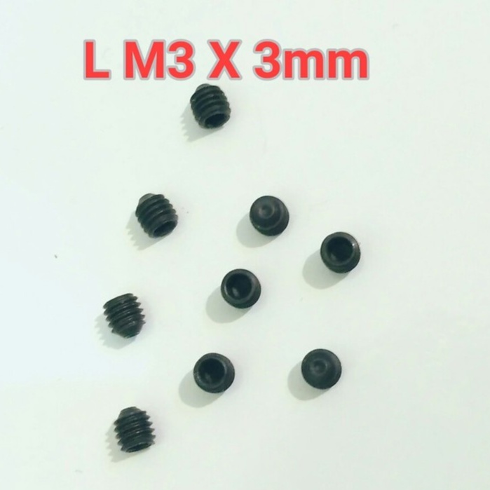10Pcs Baut Tanam L M3 x 3 baja hitam