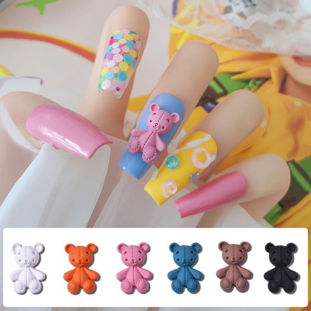 Mxbeauty Ornamen 3d Bentuk Biskuit Beruang Warna Permen Gaya Jepang Untuk Dekorasi Nail Art