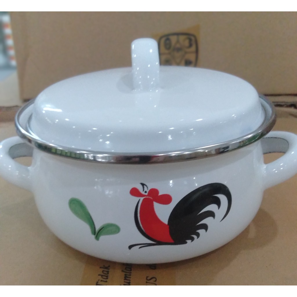 Kedaung Panci Mini 14 cm Ayam Kukuruyuk / Panci Enamel