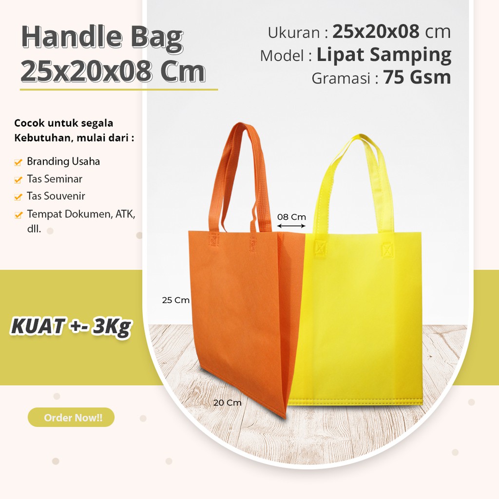 

[GROSIR] TAS SOUVENIR SPUNBOND STANDING HANDLE BAG TAS SEMINAR TAS DOKUMEN 25X20X8