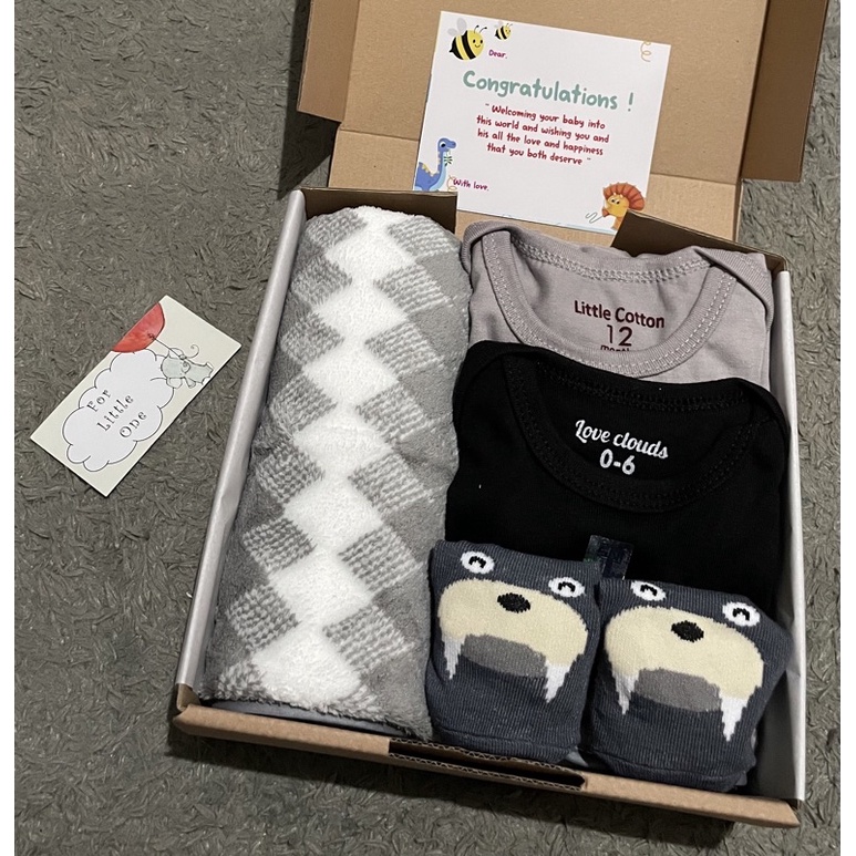 Hampers Bayi | Kado Bayi | Hampers baby boy | Hampers Baby Girl | Kado Lahiran | Baju Bayi | Handuk Bayi-FLO GS HANDUK-Abu