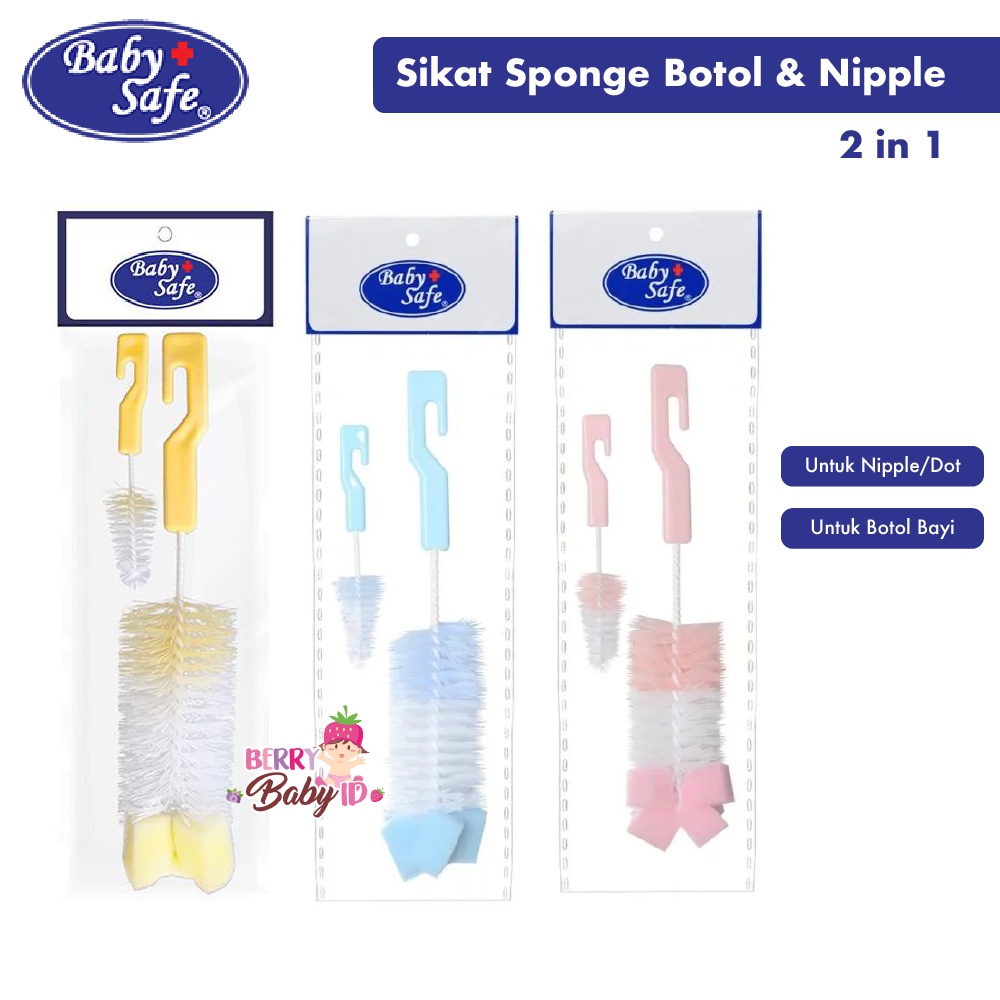 Baby Safe Bottle Nipple Brush With Sponge Sikat Pembersih Botol Bayi Berry Mart