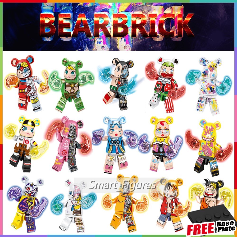 Bearbrick Mainan Balok Bangunan Minifigures Astro Boy Bear Luffy Punk Untuk Koleksihadiah