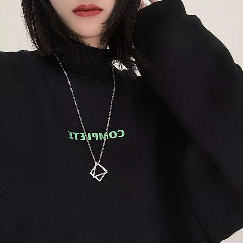 Kalung Segitiga Persegi Geometric Triangle Hip Hop Necklace Jewerly