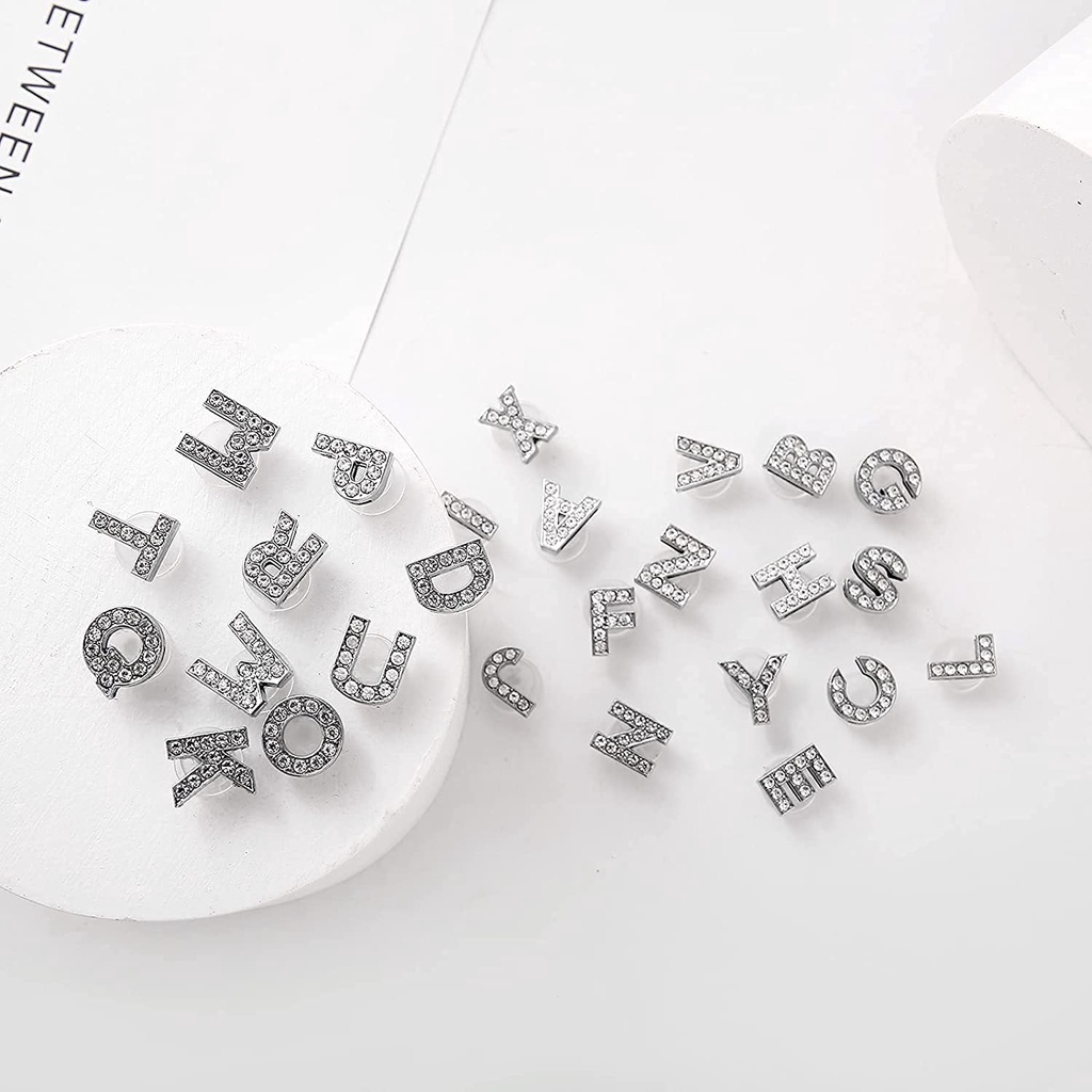 Charms Crocs Bentuk Angka / Alfabet Bahan Alloy Untuk Dekorasi Sepatu