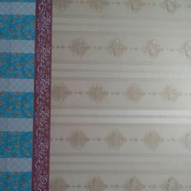 Wallpaper Dinding Klasik Bunga Shabby Mewah Gold Pink Merah Cream Ornament