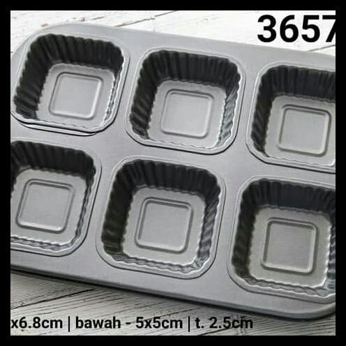 loyang teflon 6 lubang kotak, untuk muffin, cupcake persegi