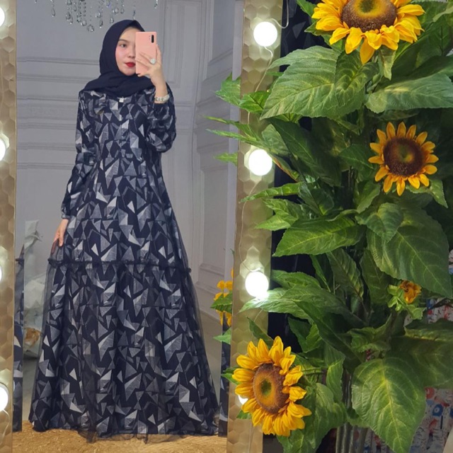 Gamis Tile Motif Navy