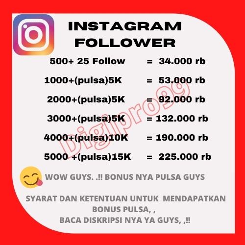 Jual PROMO !! FOLLOWERS IG REAL AKTIF INDONESIA LAYANAN AKUN FOLLOWER