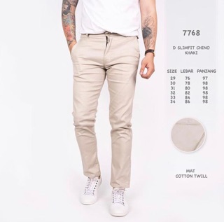  Celana  panjang Chino  Black Darkgrey Cream  Khaki  