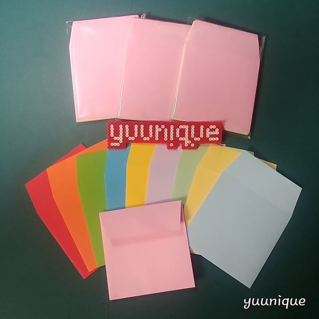 

10pcs Amplop mini polos warna-warni 10 warna/set 7cm x 7cm putih kraft coklat