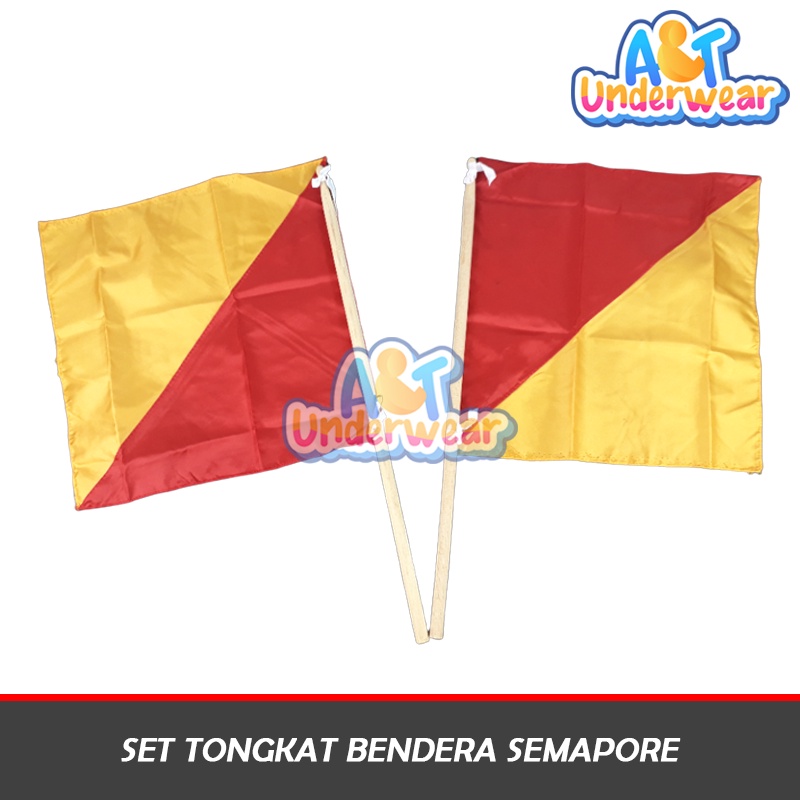 AT360-Set Tongkat Bendera Semapor Pramuka/Bendera semapur/Bendera Merah Kuning