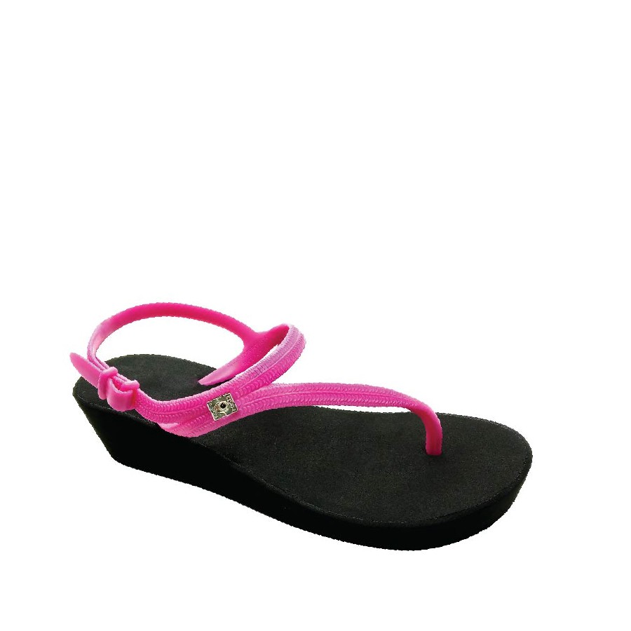 Popits Coco Wedges 5cm Black Fuschia Sandal Wanita Original