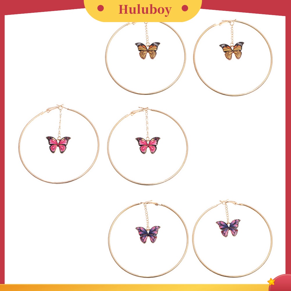 Hu Hu Hu Hu Hu Alat Bantu Pasang Kacamata♡ Anting Gantung Wanita Desain Kupukupu Besar Gaya Elegan Untuk Pesta