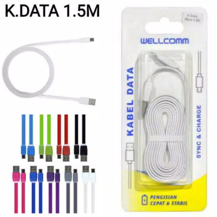 Kabel Data Original Wellcomm micro Usb Fas Charging 1.5 meter